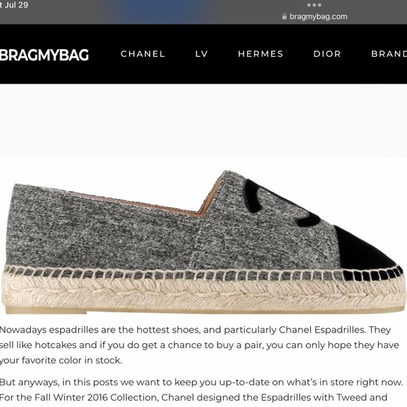 CHANEL Tweed Velvet CC Espadrilles 35 Grey Black with shoe bag - Picture 15 of 16